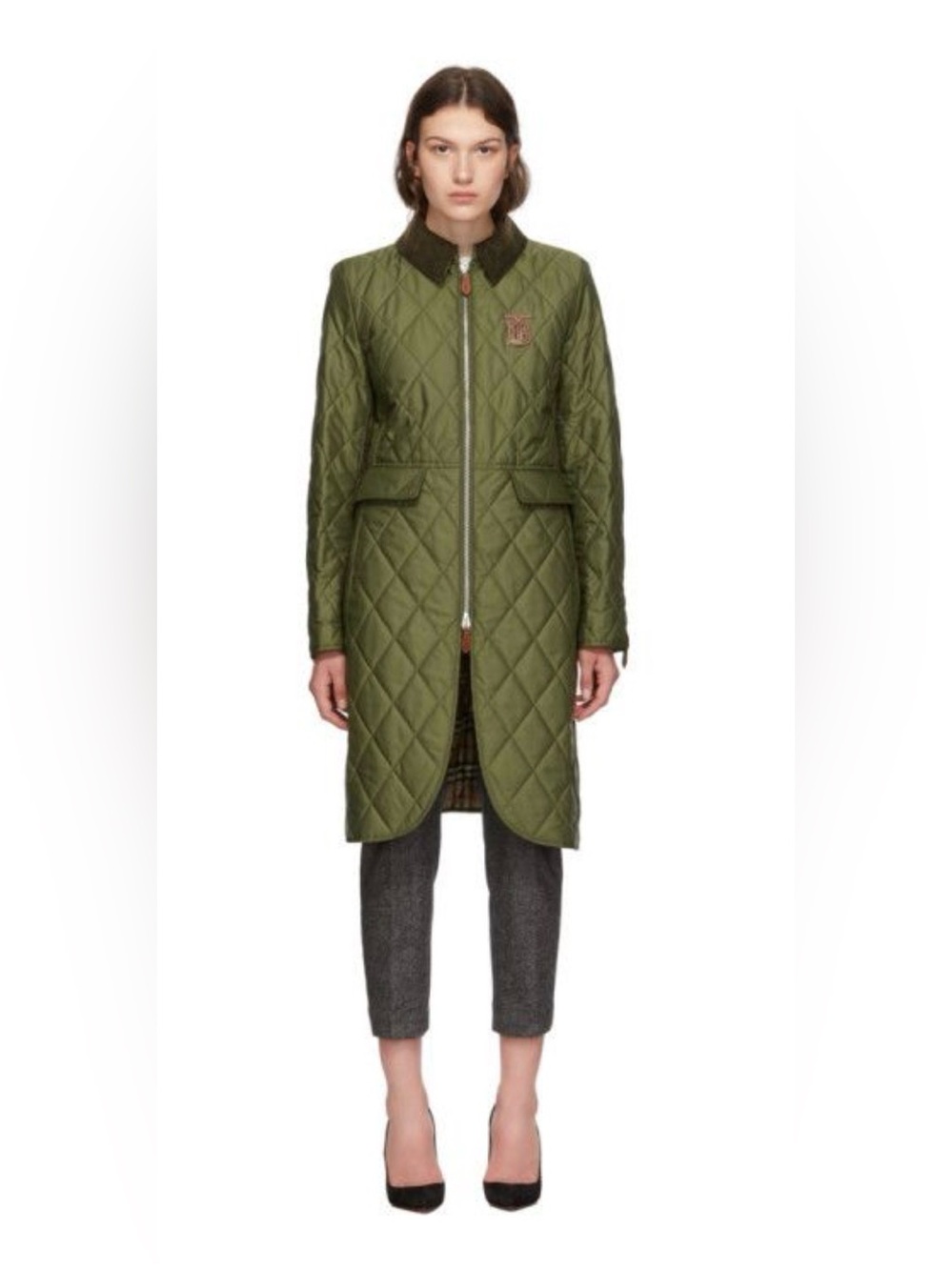 Like New- Burberry Monogram Motif Ongar Quilted Riding Coat -Size Medium